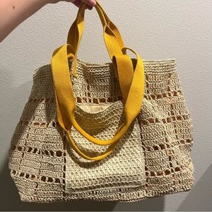 Universal Thread Target Straw Woven Beach Bag Tote